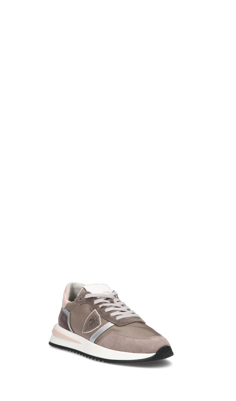 PHILIPPE MODEL Sneaker donna taupe e rosa in suede