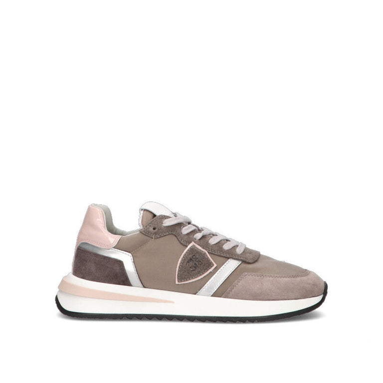 PHILIPPE MODEL Sneaker donna taupe e rosa in suede