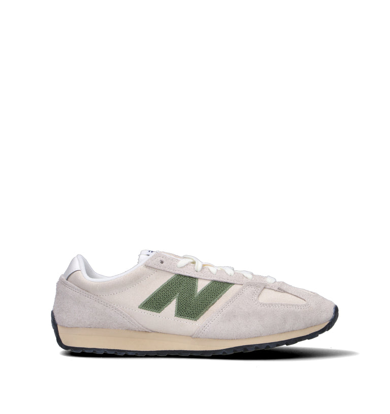 NEW BALANCE Sneaker uomo bianca/verde in suede