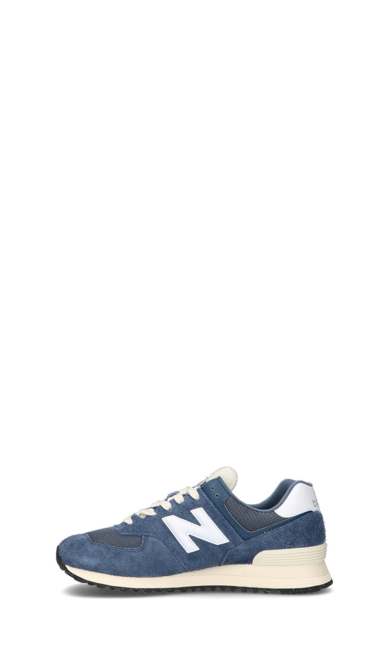 NEW BALANCE 574 Sneaker uomo blu e bianca in suede