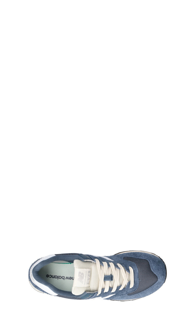 NEW BALANCE 574 Sneaker uomo blu e bianca in suede