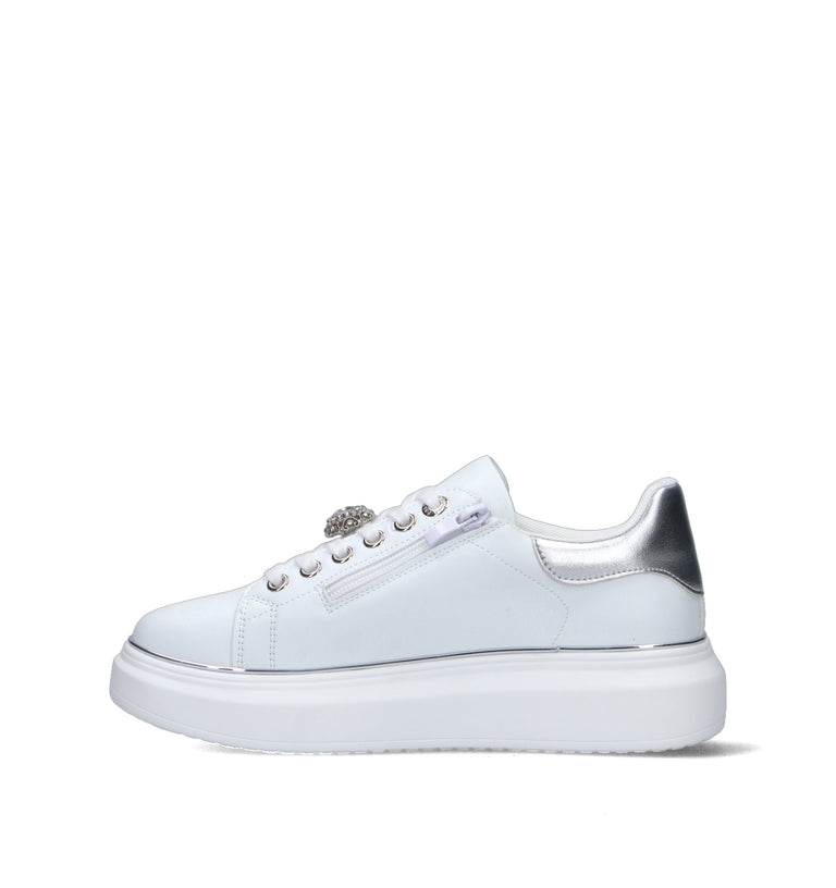 VIOLABLU' Sneaker donna bianca/argento in pelle