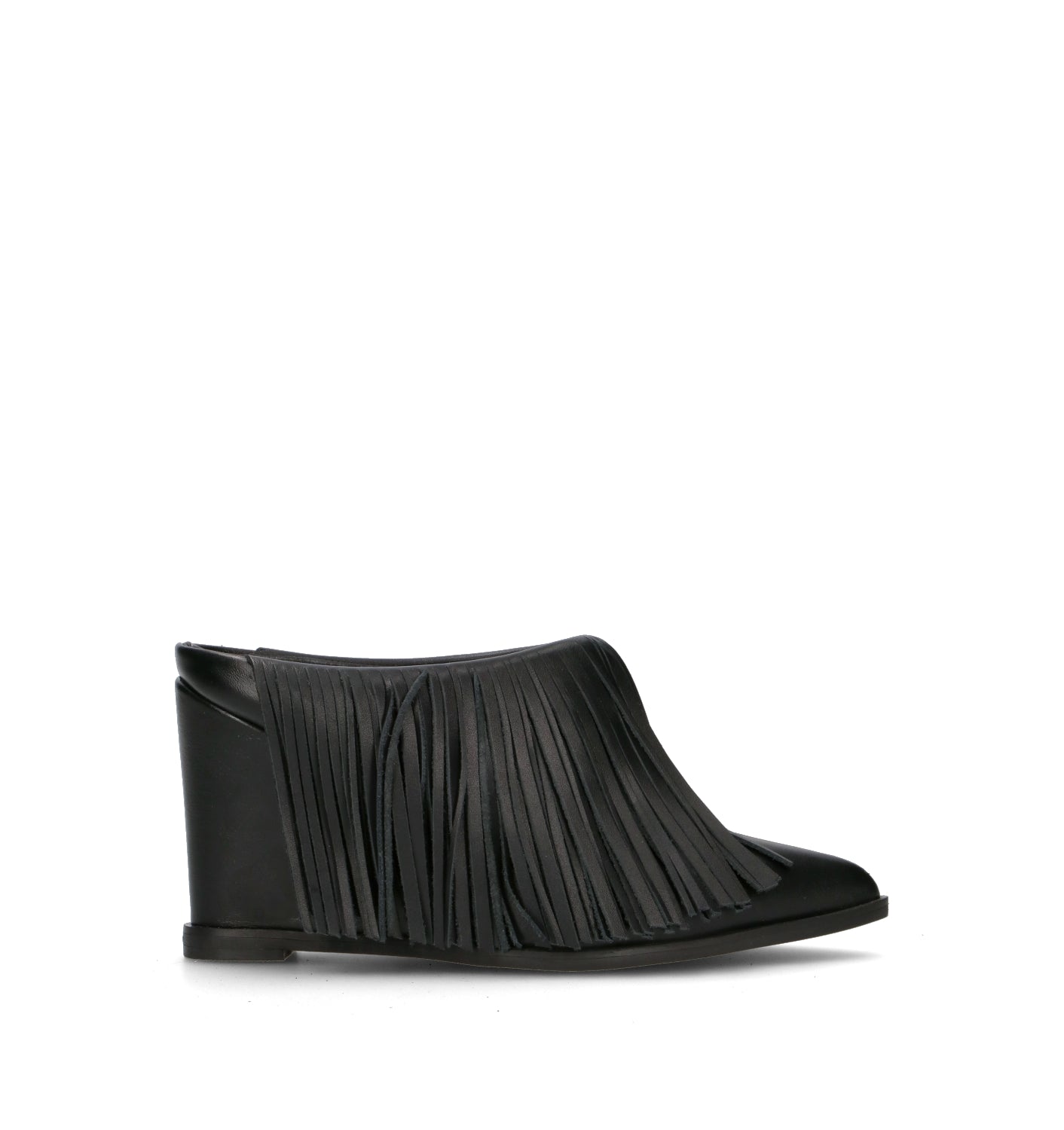 EXE Sabot donna nero in pelle con frange