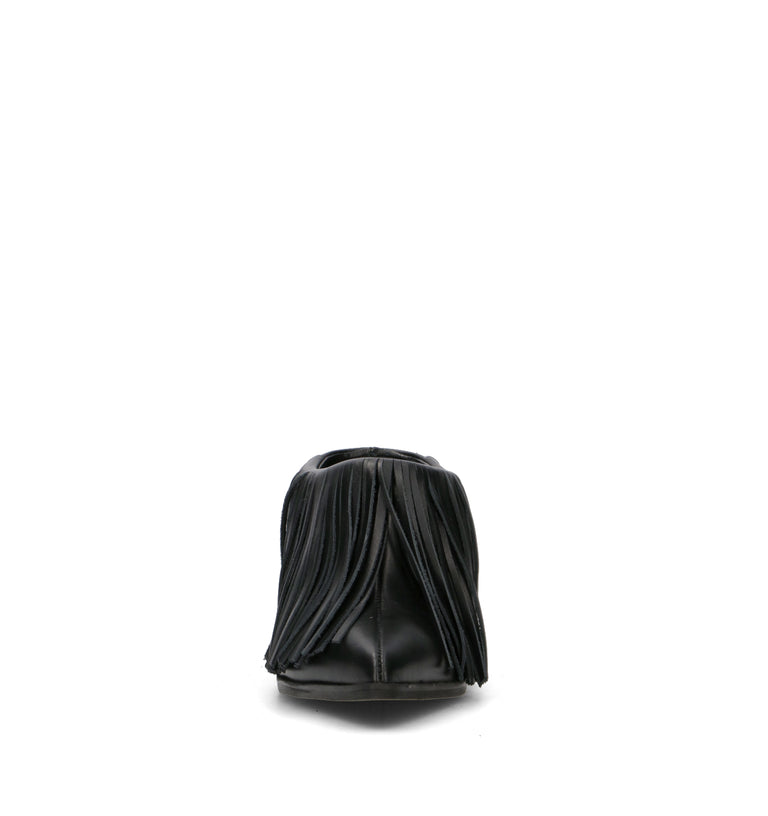 EXE Sabot donna nero in pelle con frange