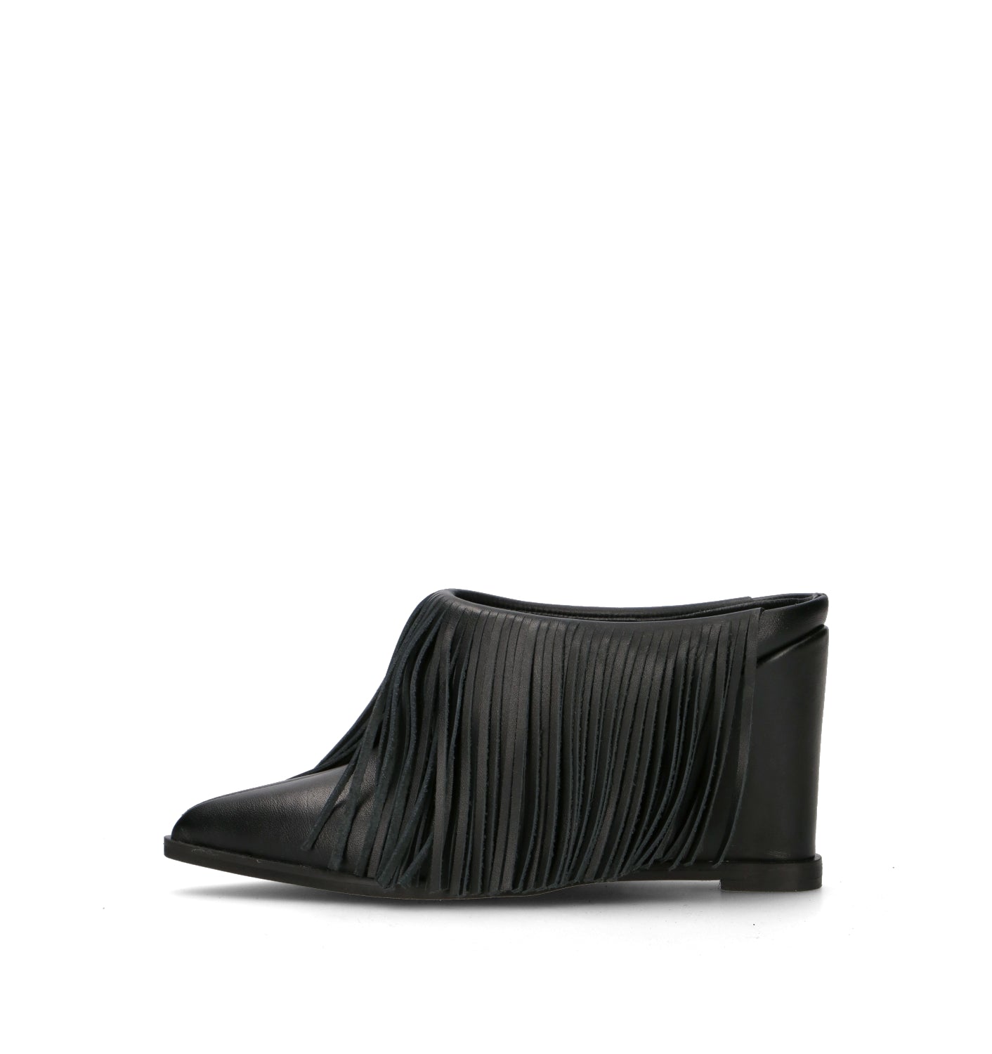 EXE Sabot donna nero in pelle con frange