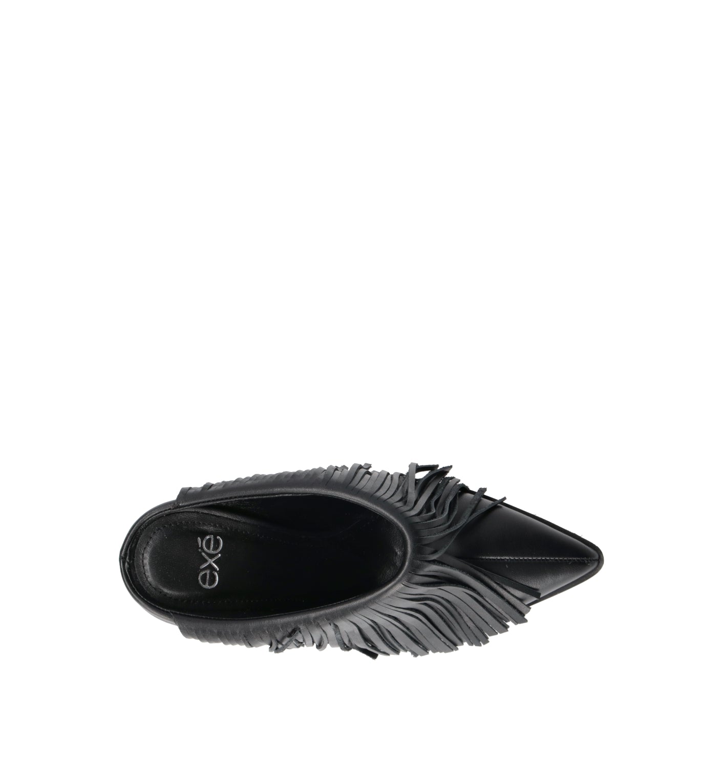 EXE Sabot donna nero in pelle con frange