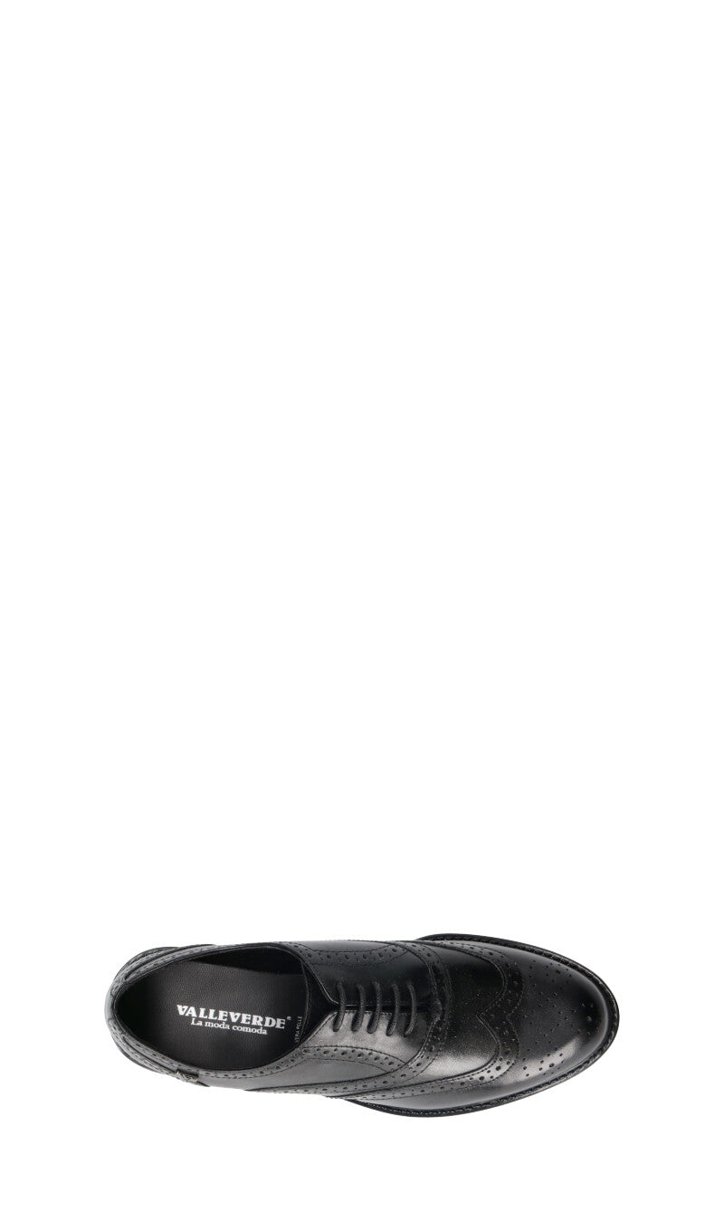 VALLEVERDE Stringata donna nera in pelle