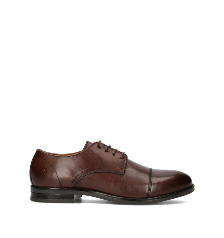 VALLEVERDE Stringata uomo marrone in pelle