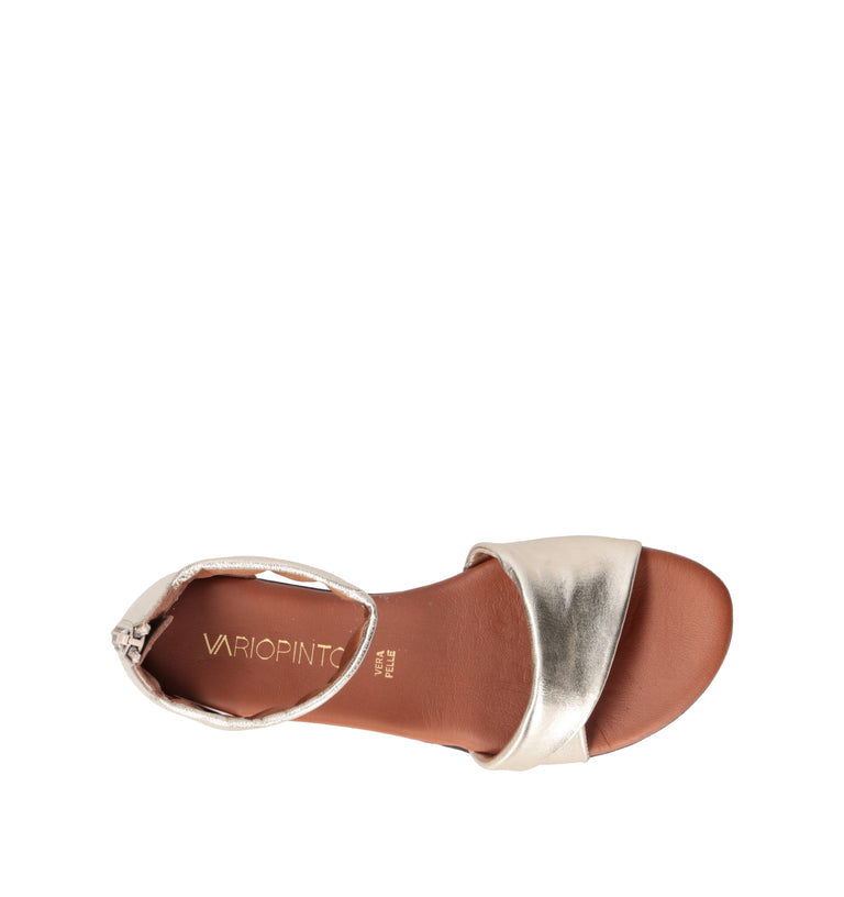 VARIOPINTO Sandalo donna platino in pelle