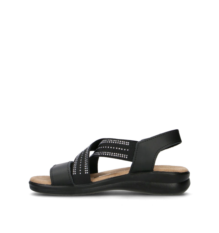 VALLEVERDE Sandalo donna nero in pelle