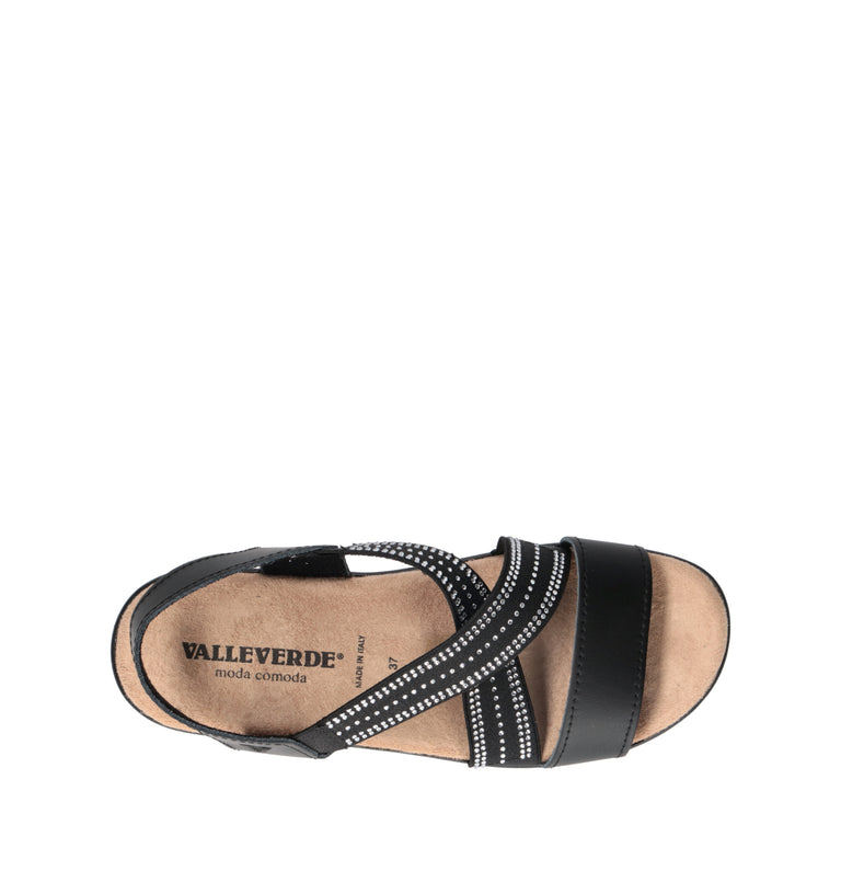 VALLEVERDE Sandalo donna nero in pelle