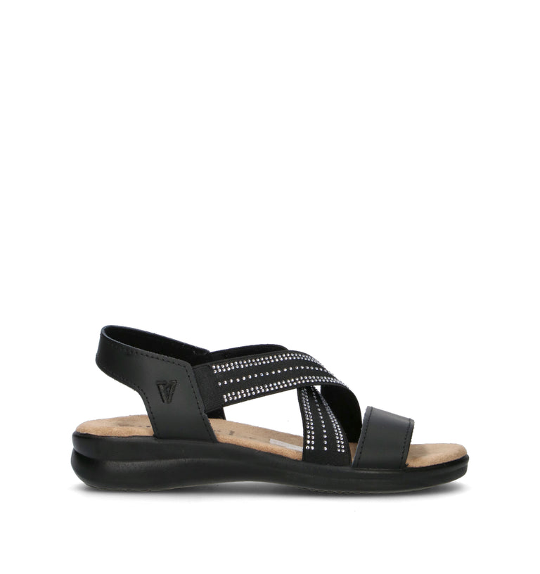 VALLEVERDE Sandalo donna nero in pelle