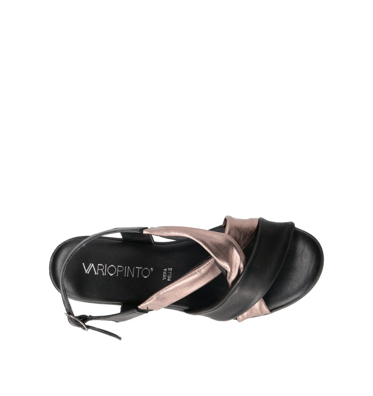 VARIOPINTO Sandalo donna nero in pelle