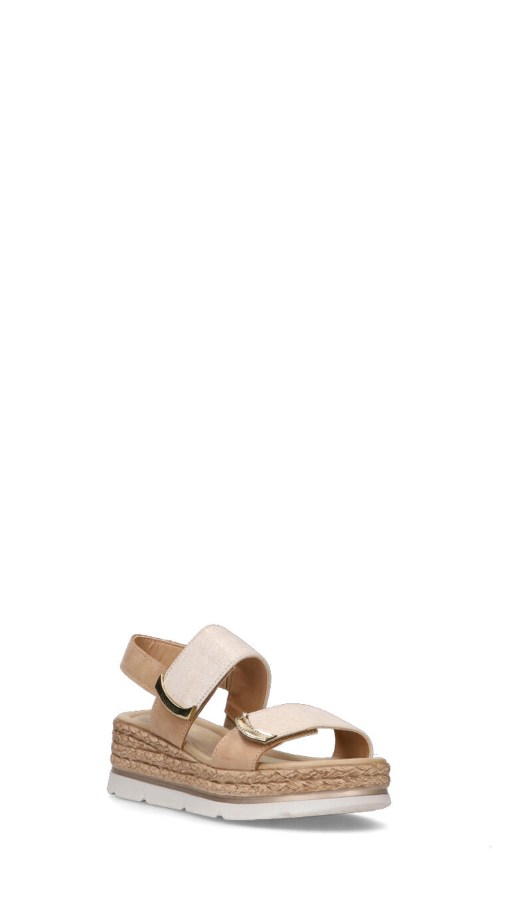 VALLEVERDE Sandalo donna beige/oro in pelle