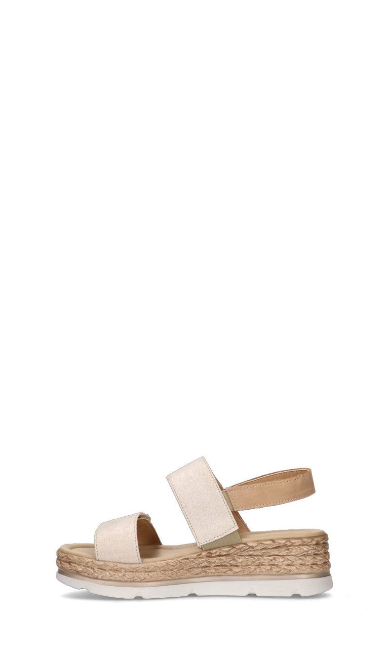VALLEVERDE Sandalo donna beige/oro in pelle