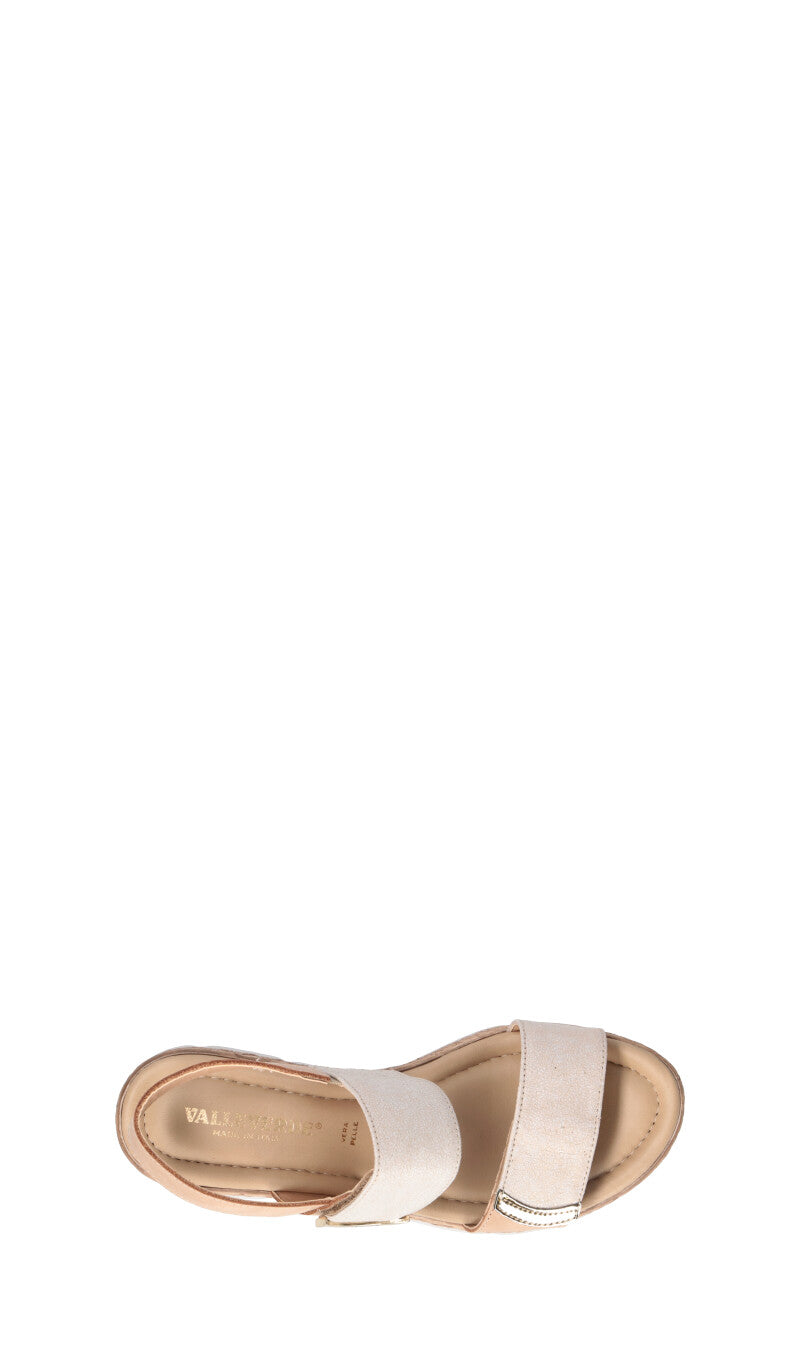 VALLEVERDE Sandalo donna beige/oro in pelle