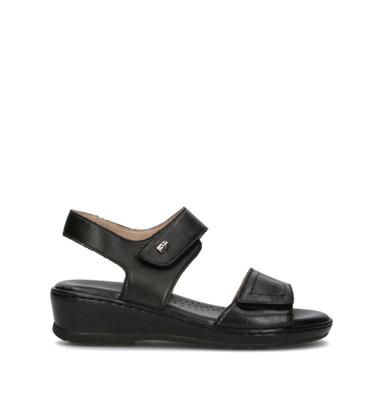 VALLEVERDE Sandalo donna nero in pelle