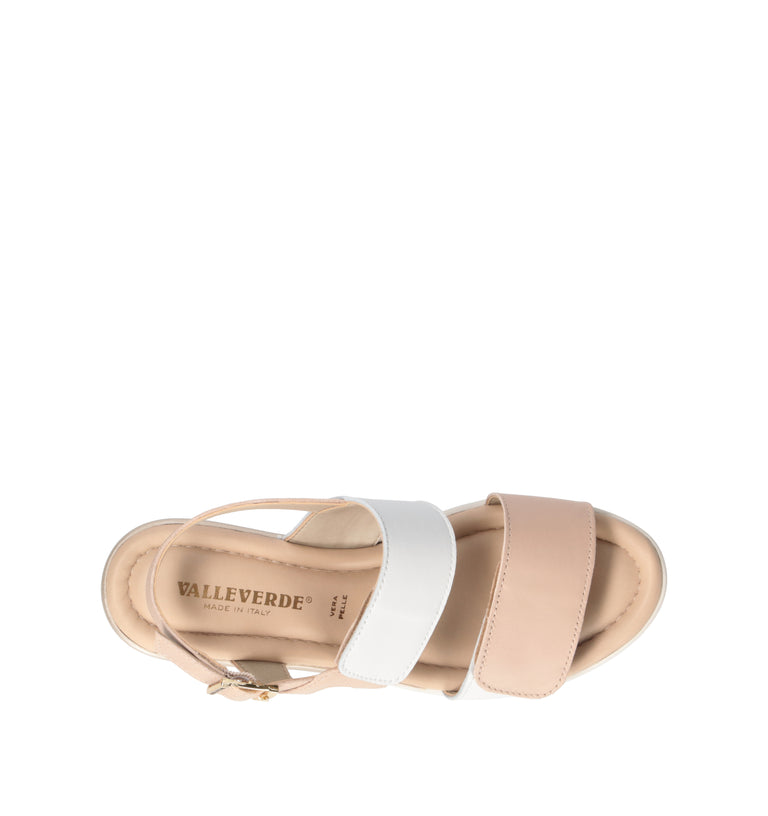VALLEVERDE Sandalo donna bianco/beige in pelle