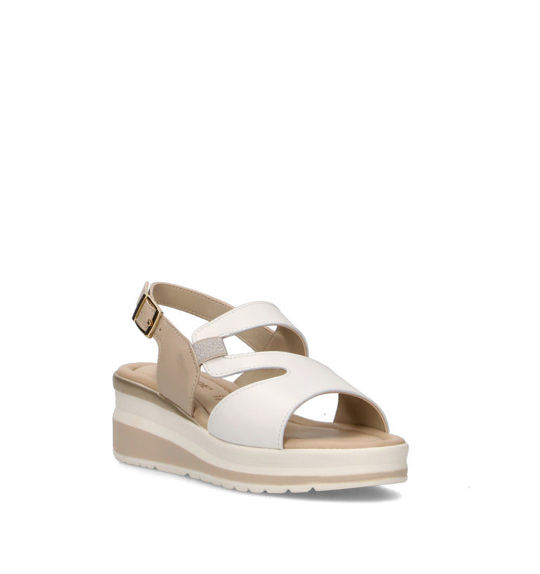 VALLEVERDE Sandalo donna bianco/beige in pelle