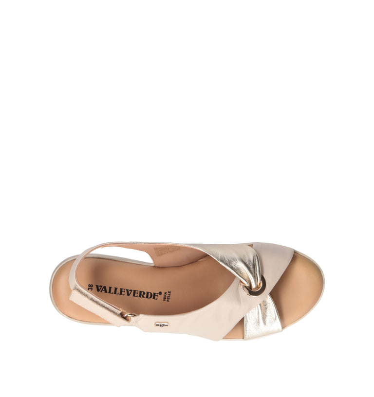 VALLEVERDE Sandalo donna sabbia in pelle