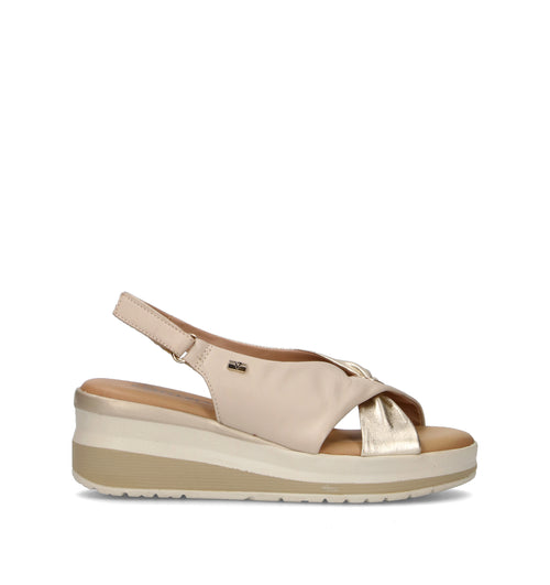 VALLEVERDE Sandalo donna sabbia in pelle