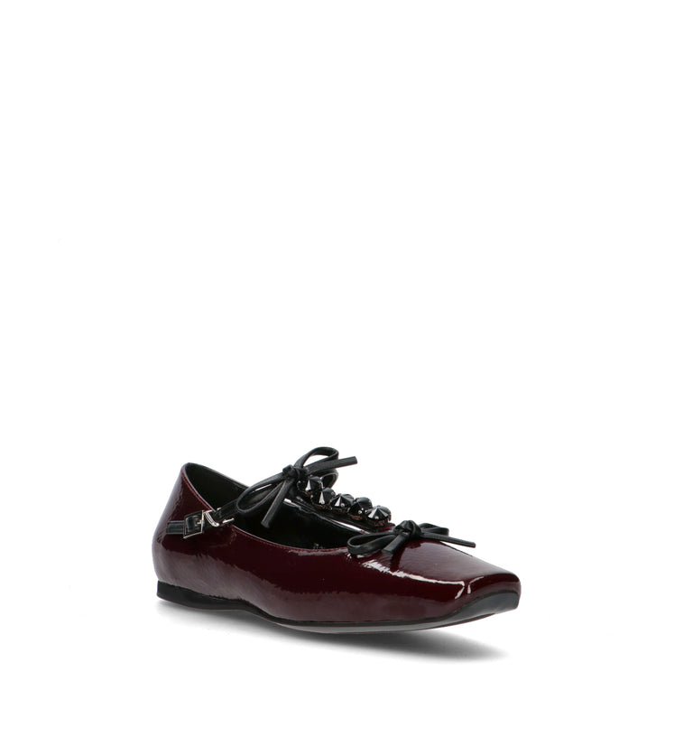 LUCIANO BARACHINI Ballerina donna bordeaux in pelle