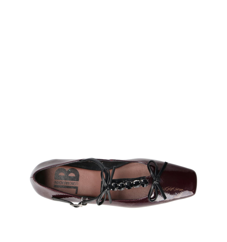 LUCIANO BARACHINI Ballerina donna bordeaux in pelle