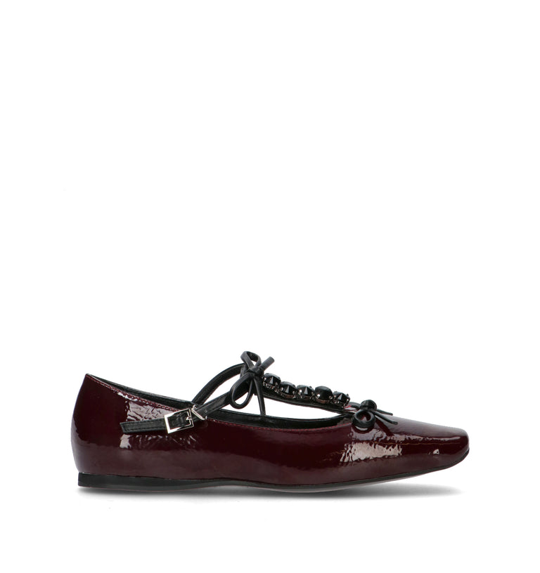 LUCIANO BARACHINI Ballerina donna bordeaux in pelle