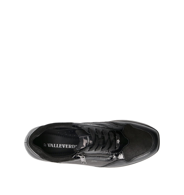 VALLEVERDE Sneakers donna nera in pelle