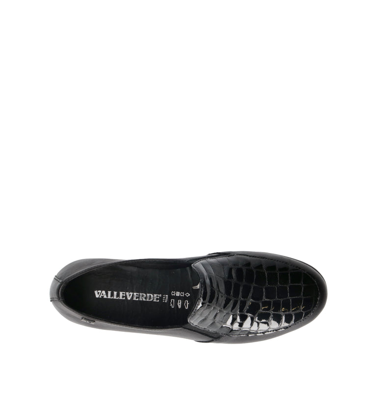 VALLEVERDE Mocassino donna nero in pelle