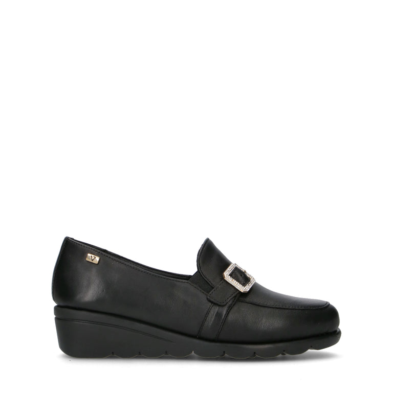 VALLEVERDE Mocassino donna nero in pelle