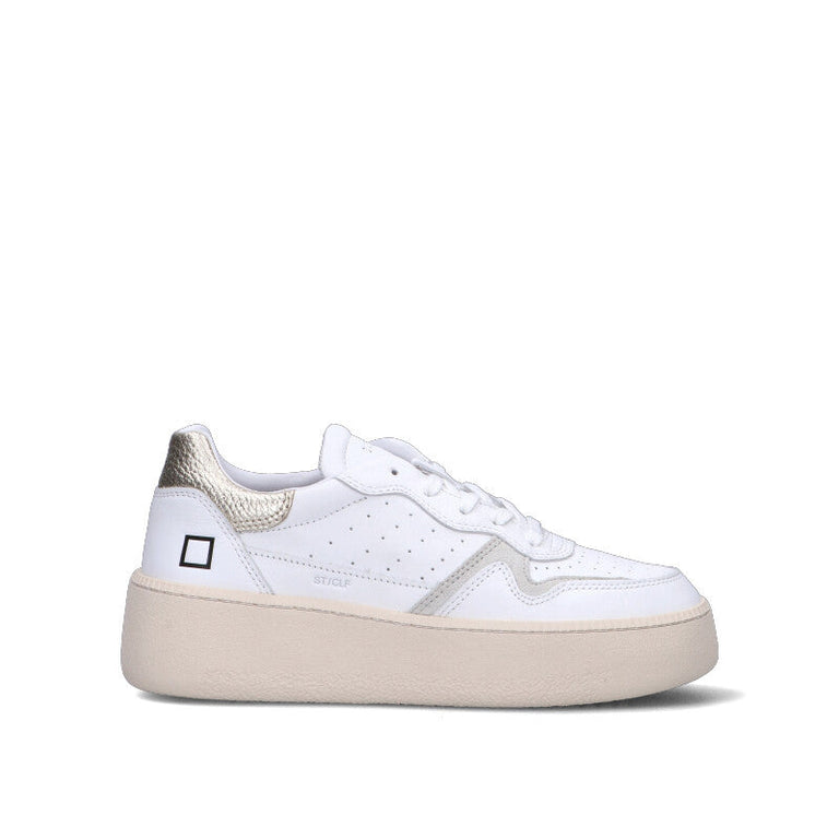 D.A.T.E. Sneaker donna bianca/oro in pelle