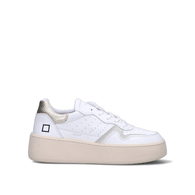 D.A.T.E. Sneaker donna bianca/oro in pelle