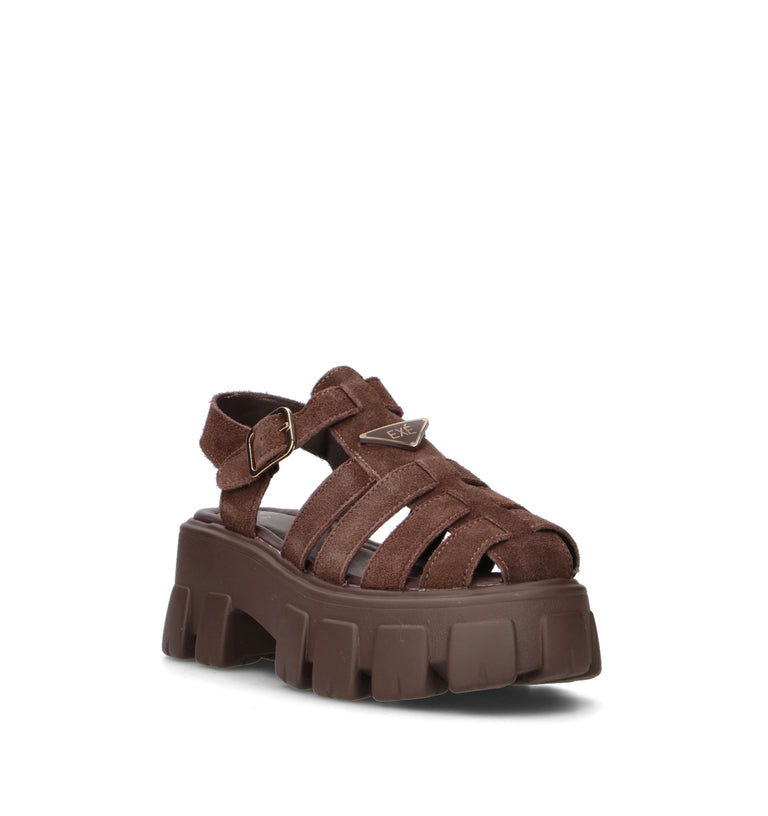 EXE Sandalo donna marrone in pelle