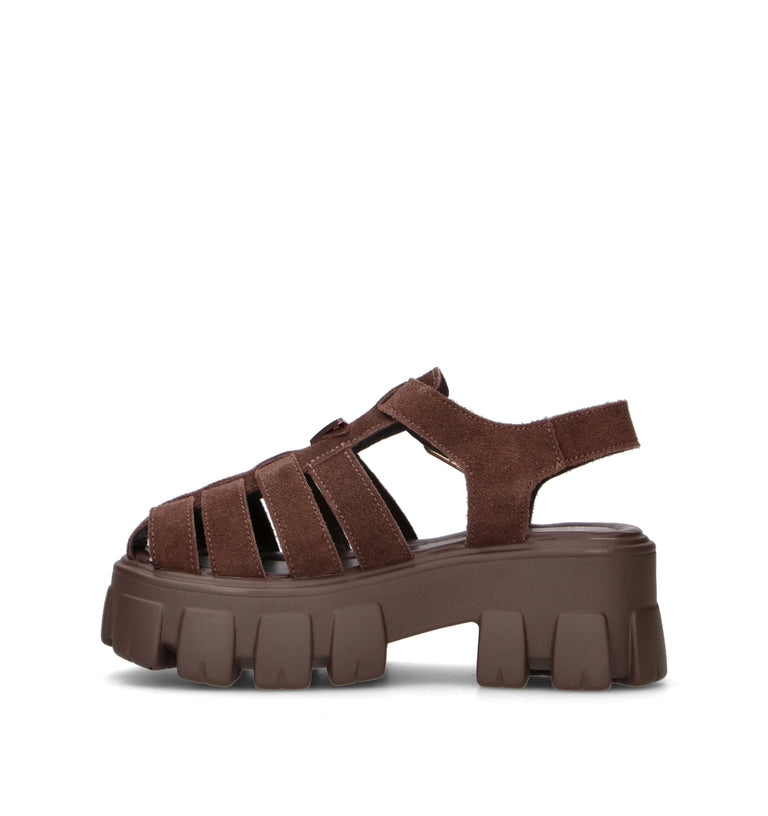 EXE Sandalo donna marrone in pelle