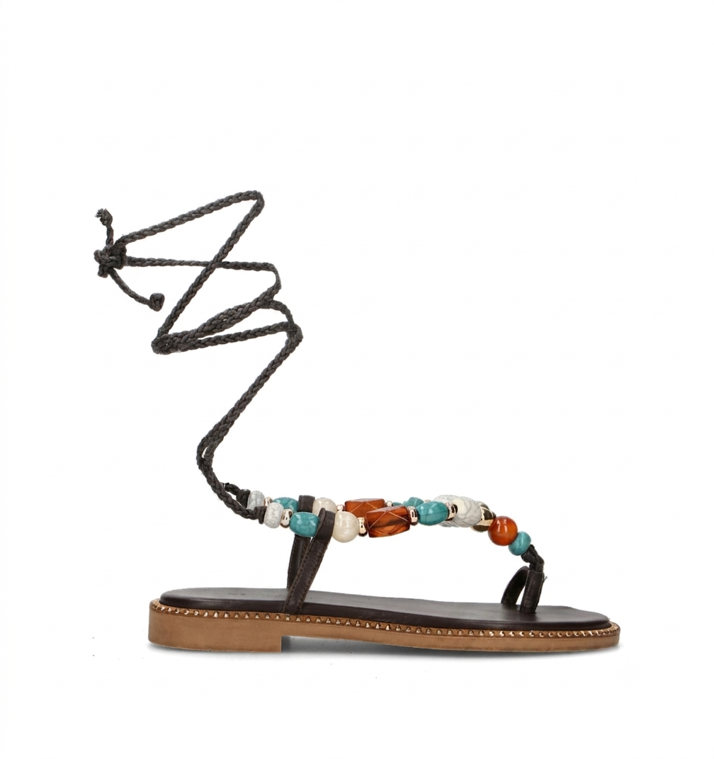 EXE Sandalo donna marrone in pelle naturale