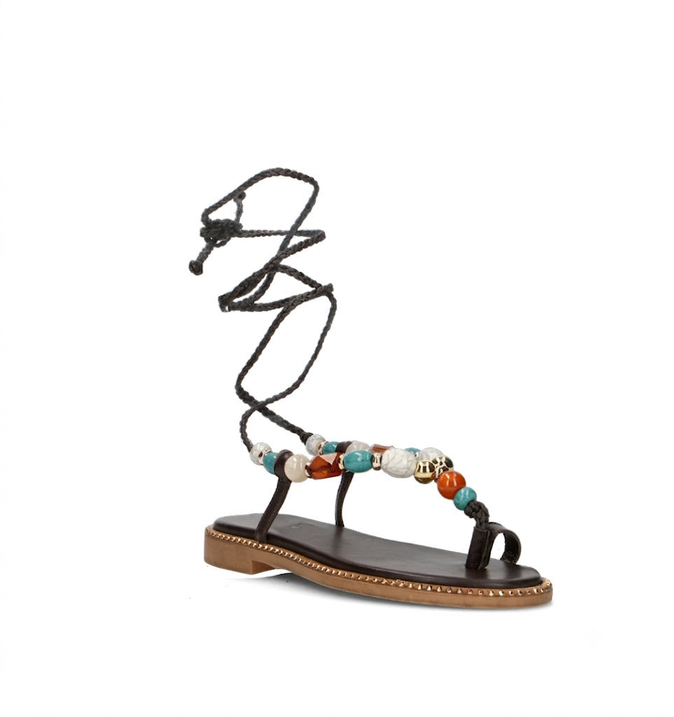EXE Sandalo donna marrone in pelle naturale