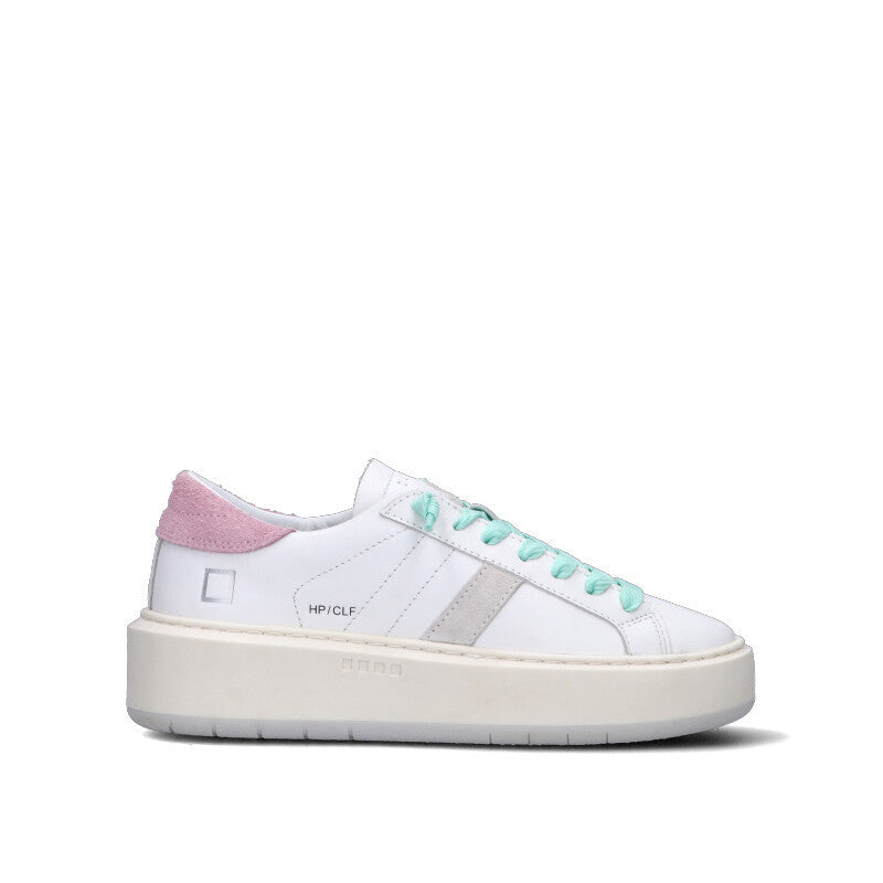 D.A.T.E. HILL LOW PLATFORM Sneaker donna bianca/rosa in pelle