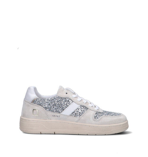 D.A.T.E. Sneaker donna bianca/argento in suede