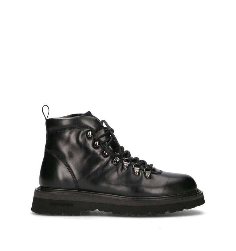 WOOLRICH Polacco uomo nero in pelle