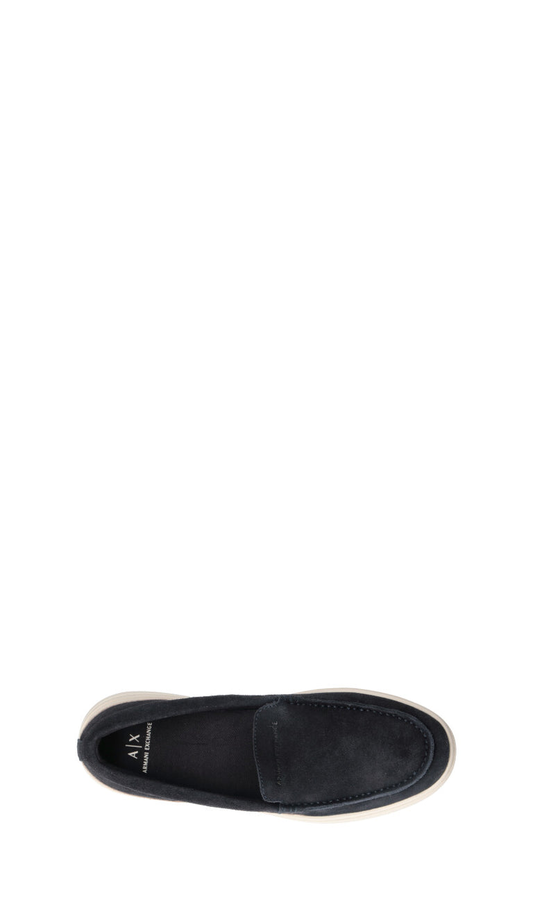 ARMANI EXCHANGE Mocassino uomo blu/panna in suede