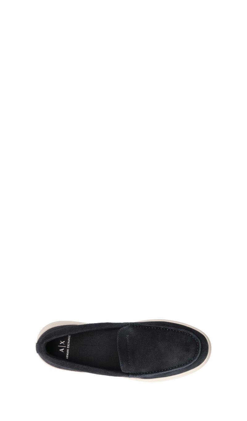 ARMANI EXCHANGE Mocassino uomo blu/panna in suede