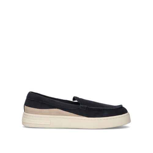 ARMANI EXCHANGE Mocassino uomo blu/panna in suede