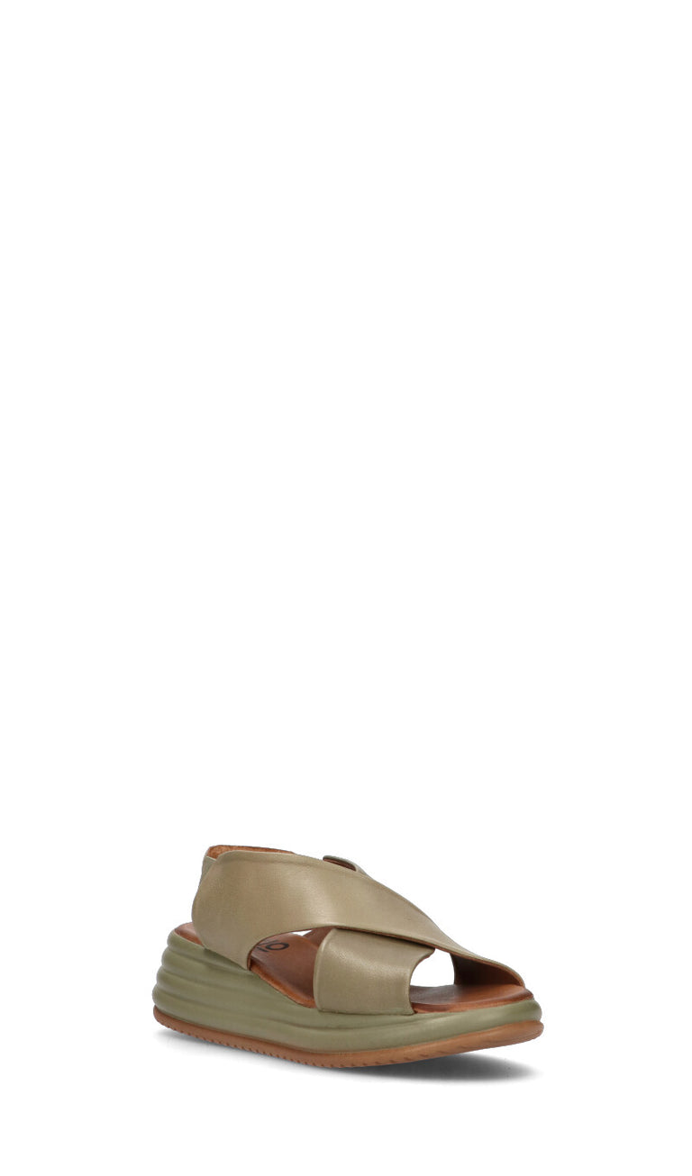 BUENO Sandalo donna verde in pelle