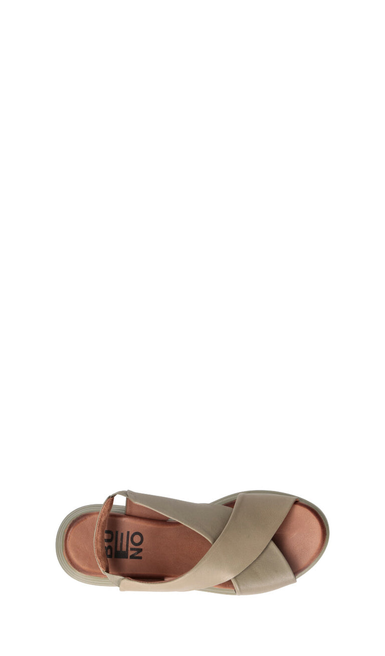 BUENO Sandalo donna verde in pelle