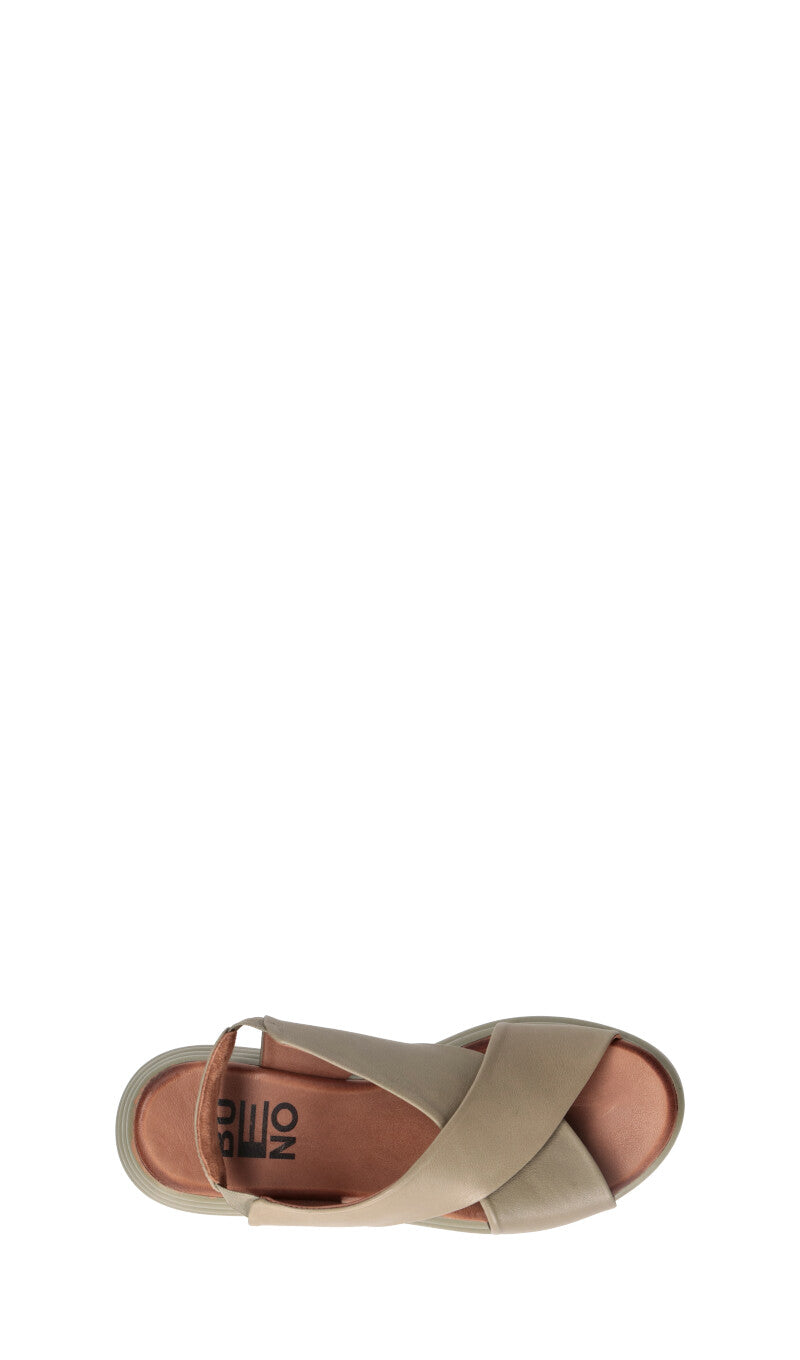 BUENO Sandalo donna verde in pelle