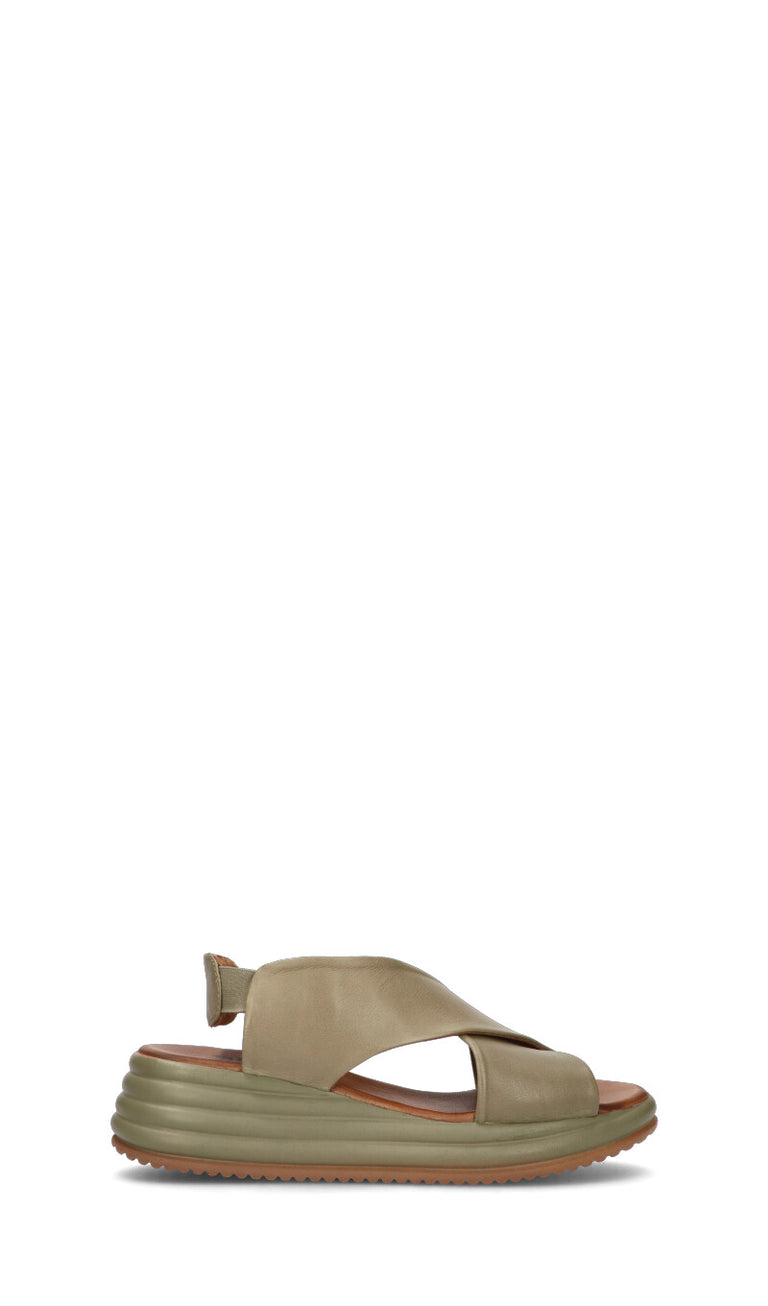BUENO Sandalo donna verde in pelle