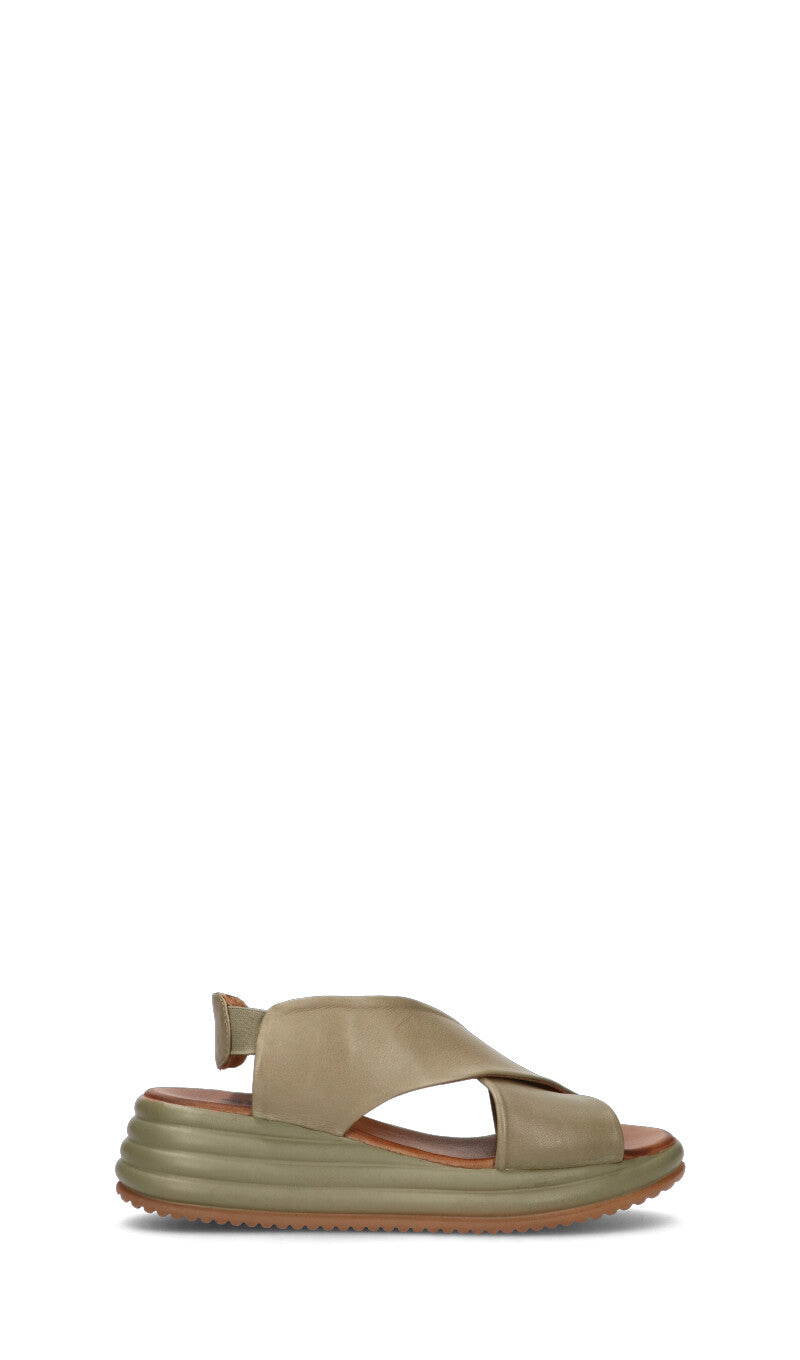 BUENO Sandalo donna verde in pelle