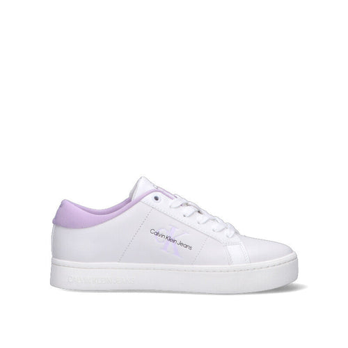 CALVIN KLEIN JEANS Sneaker donna bianca/lilla in pelle