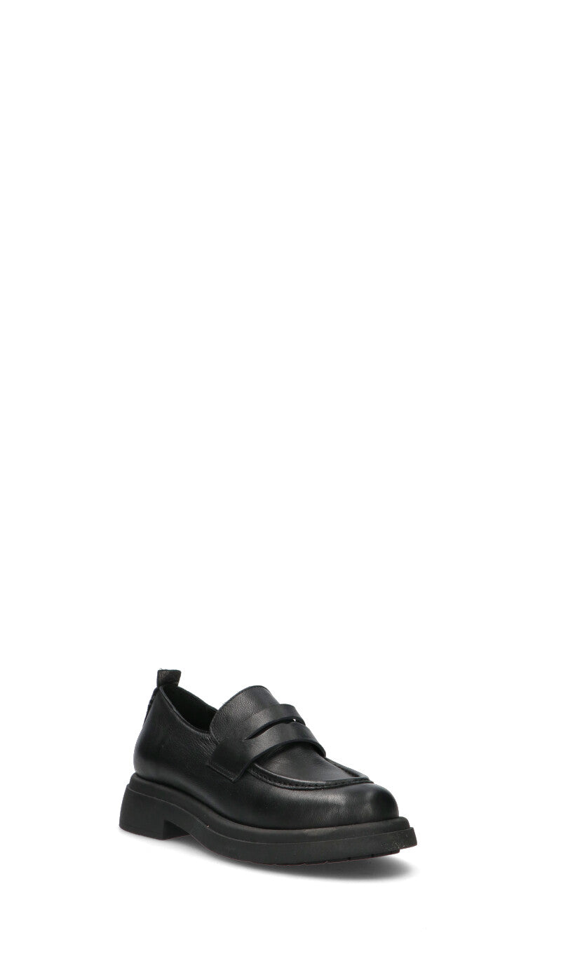 BUENO Mocassino donna nero in pelle